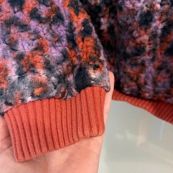 JoyLab *Purple & Coral* Animal Print | Half Zip Sherpa | XS | Pullover Fleece - Picture 6 of 9